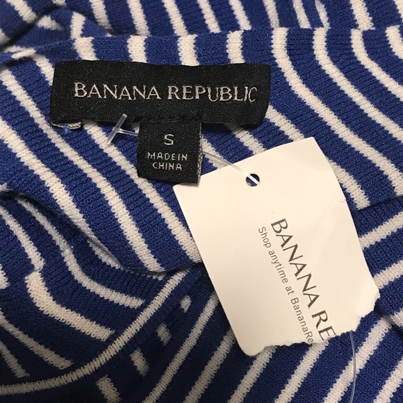 NWT Banana Republic Blue & White Striped Tank with V Back - Picture 3 of 5